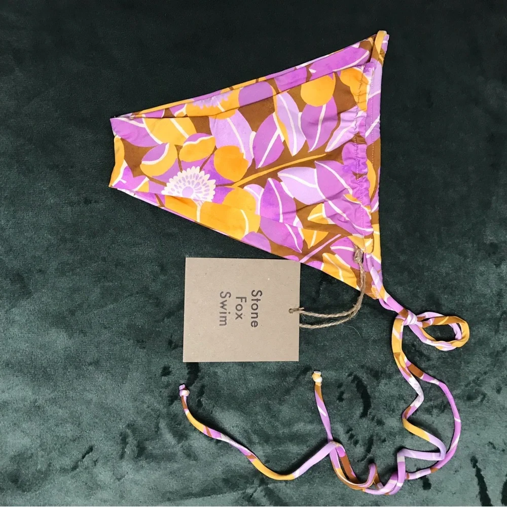 Stone Fox Swim Swimsuit Retro Bloom Print Rico Bikini Top & River Bottom Size XS - Picture 6 of 16